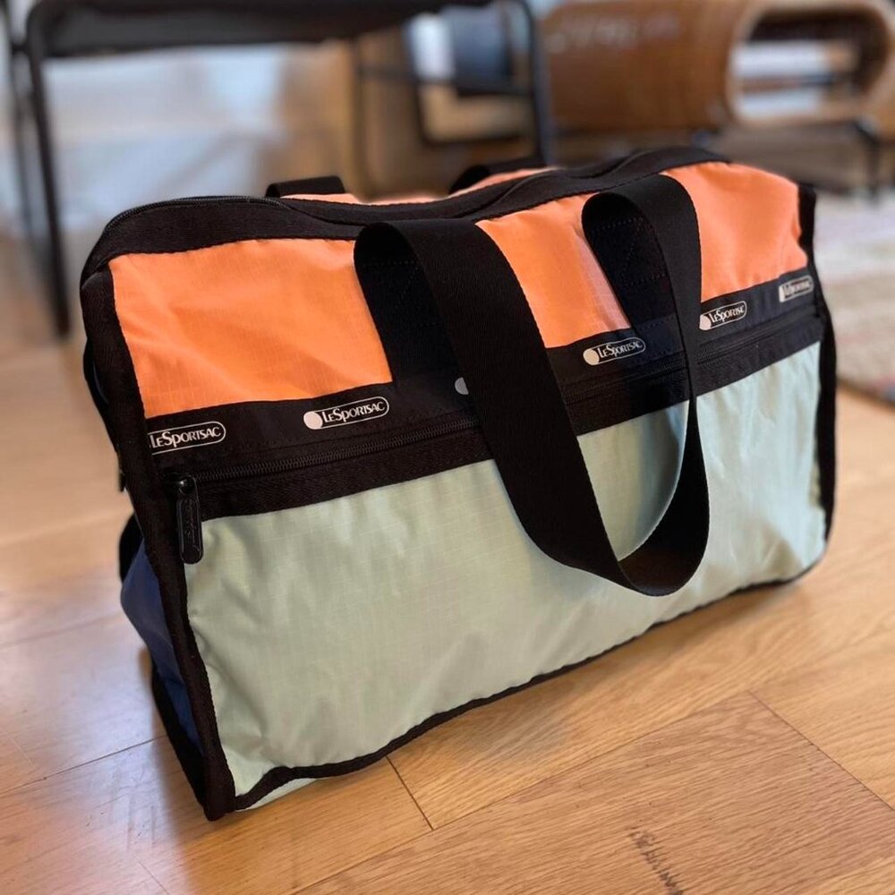 LeSportsac Duffle Bag in green and orange #travelbag